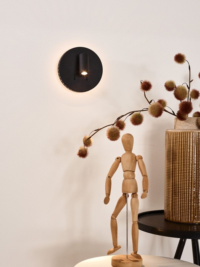 Lucide BENTJER - Nástenné svietidlo - Ø 14 cm - LED - 1x11W 3000K - Čierna